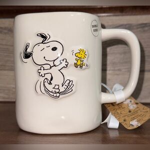 Cute 🥰 Rae Dunn Peanuts SNOOPY & WOODSTOCK  "Best Friends" 3D 18oz Ceramic Mug